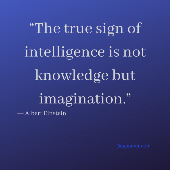 “The true sign of intelligence is not knowledge but imagination.”